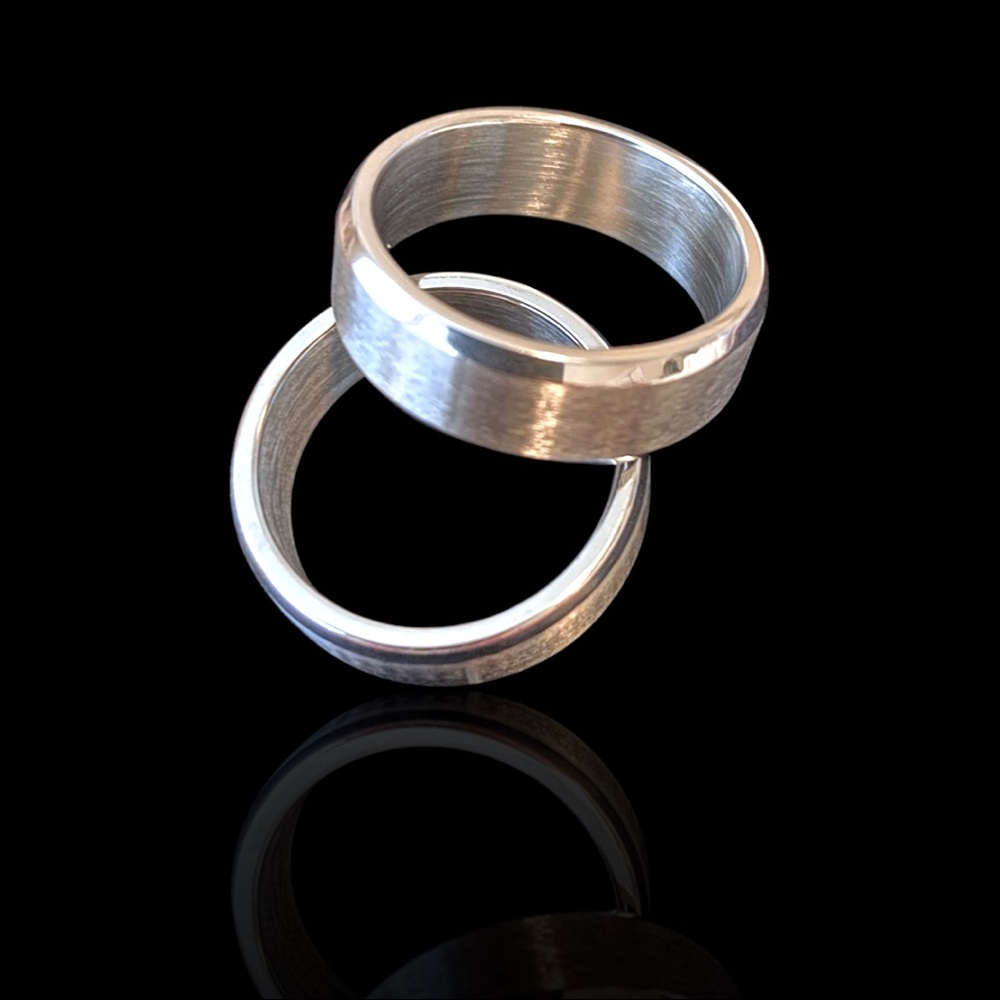 Elegant Mens Stainless Steel Wedding Bands Size 10.5 & 11.5 Available